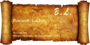 Bacsek Lajos névjegykártya